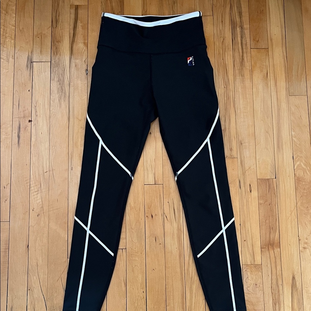 P.E Nation Black Leggings with White Stripes